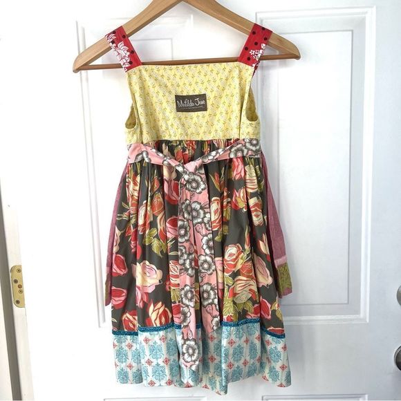 Matilda Jane Girls Serendipity Perfect Day Knot Pink Yellow Dress Size 8 - Picture 11 of 14